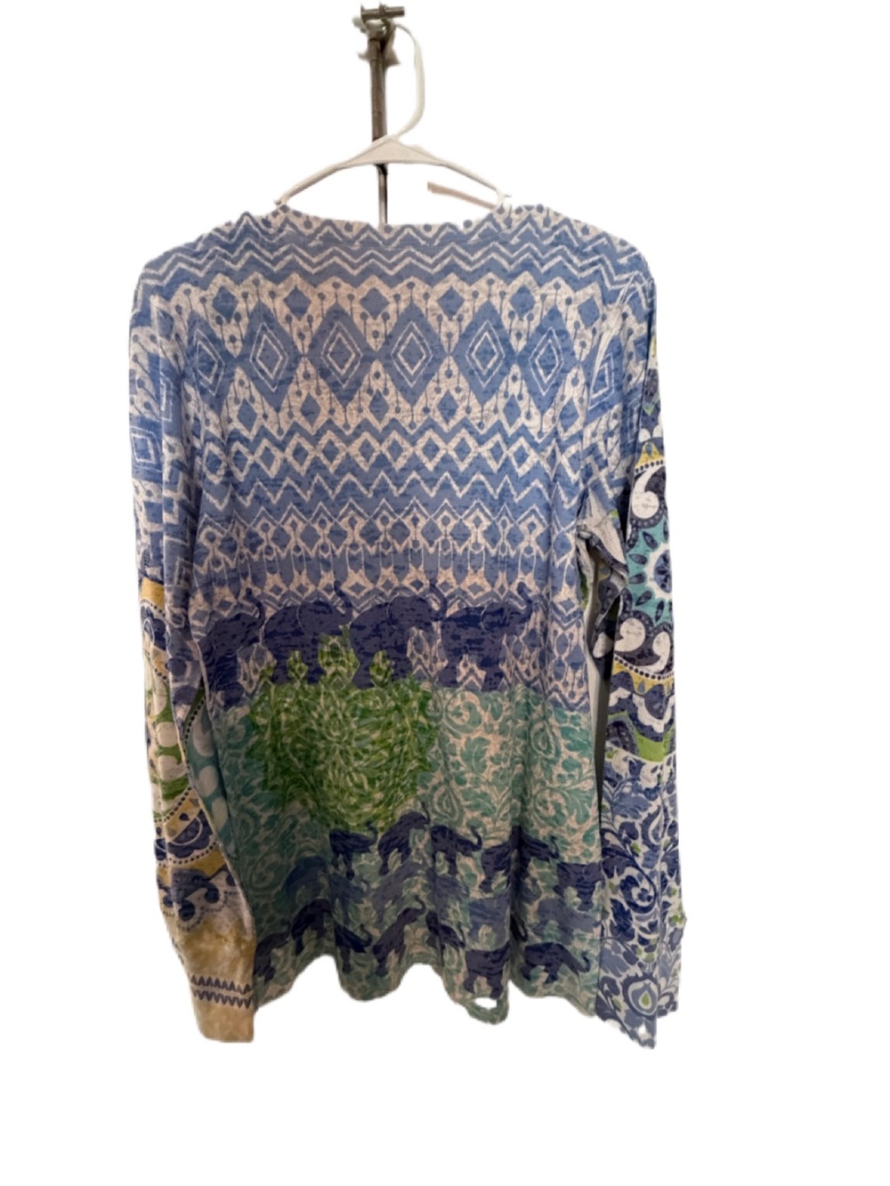Sundance Patterned Long Sleeve Tee in Blue & Green - Picture 4 of 14